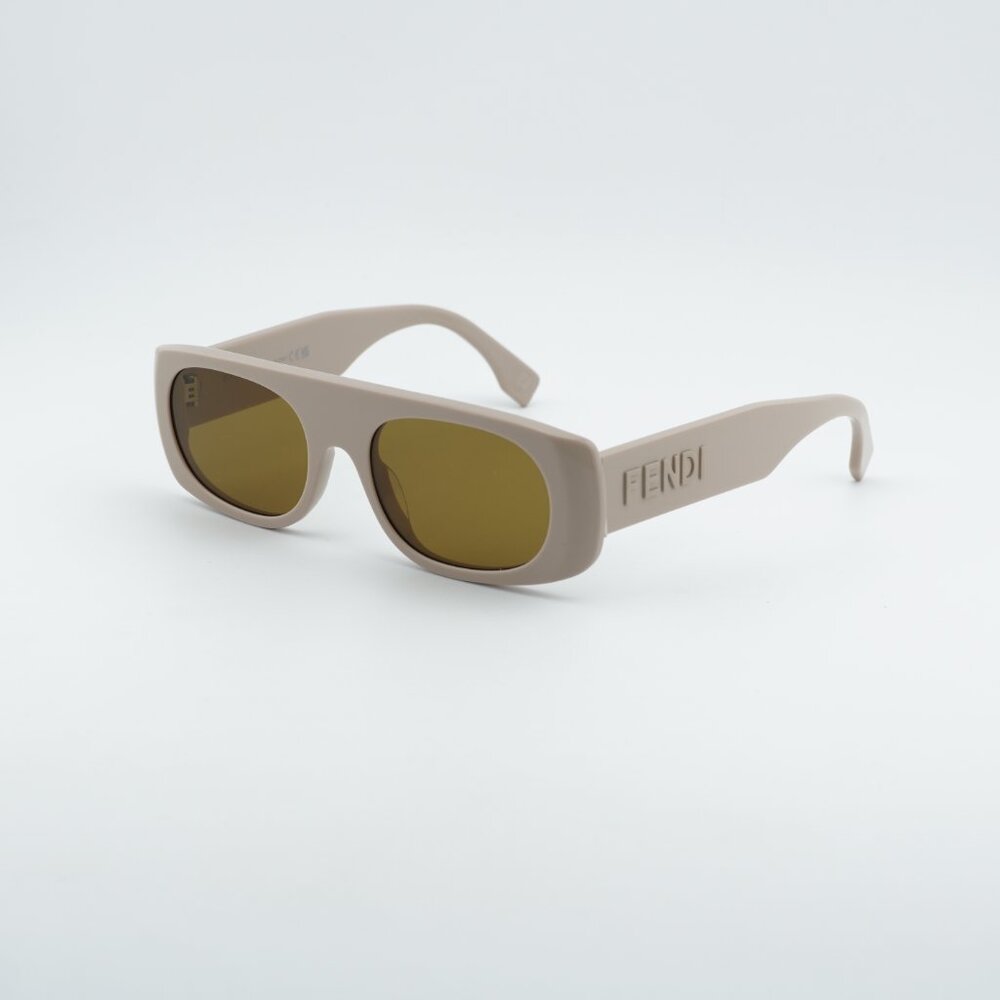 Fendi FE40169I 45E Sunglasses Shiny Brown Rectangle Frame, Brown Lenses